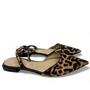 Franco Sarto 10 Slingback Flat leopard print animal calf hair pointed toe